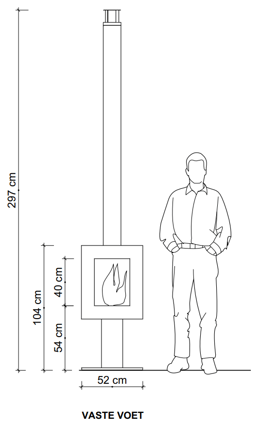 Woodchuck S - Dimensional sketch of the terrace stove on base with glass around Woodchuck S - Dimensional sketch of the terrace stove on base with glass around